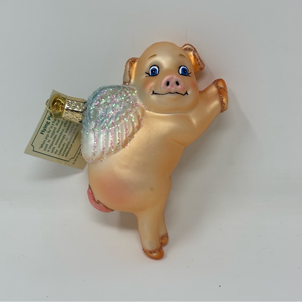 Old World Christmas Flying Pig Glass Ornament NWT